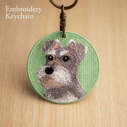Embroidered Dog Keychain Realistic Dog Breed Design Cute Animal Keychain for Dog Lovers