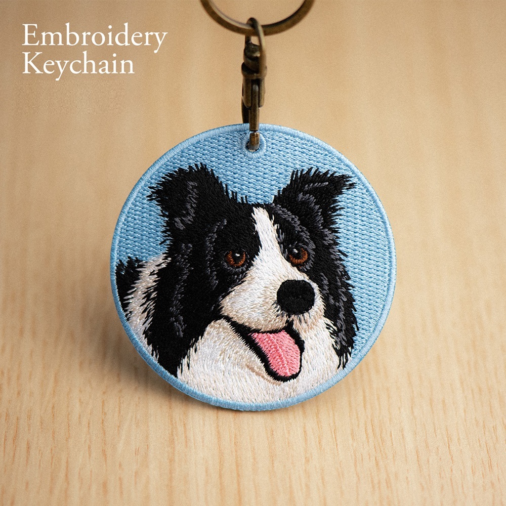 Embroidered Dog Keychain Realistic Dog Breed Design Cute Animal Keychain for Dog Lovers