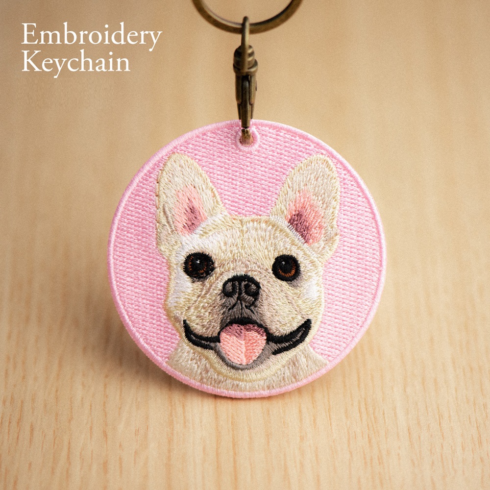 Embroidered Dog Keychain Realistic Dog Breed Design Cute Animal Keychain for Dog Lovers