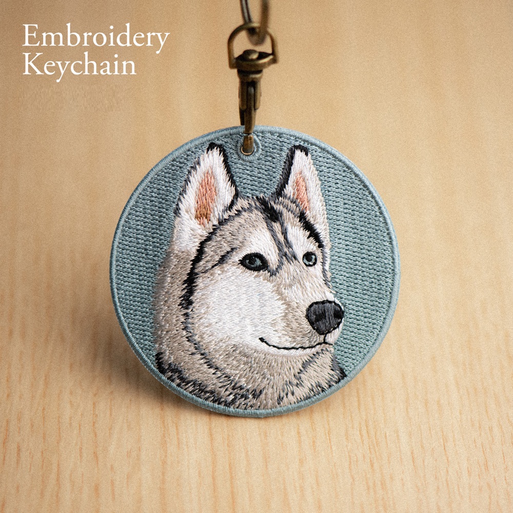 Embroidered Dog Keychain Realistic Dog Breed Design Cute Animal Keychain for Dog Lovers