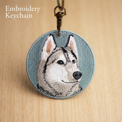 Embroidered Dog Keychain Realistic Dog Breed Design Cute Animal Keychain for Dog Lovers