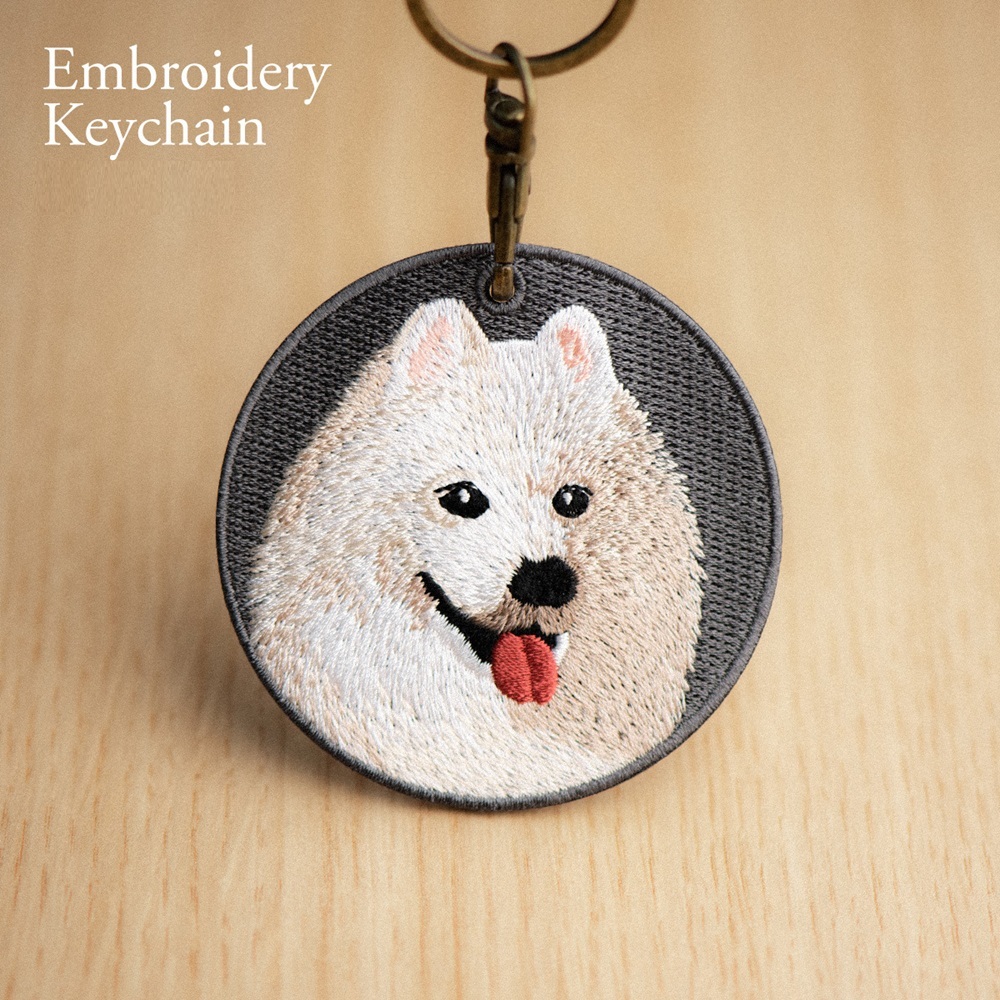 Embroidered Dog Keychain Realistic Dog Breed Design Cute Animal Keychain for Dog Lovers
