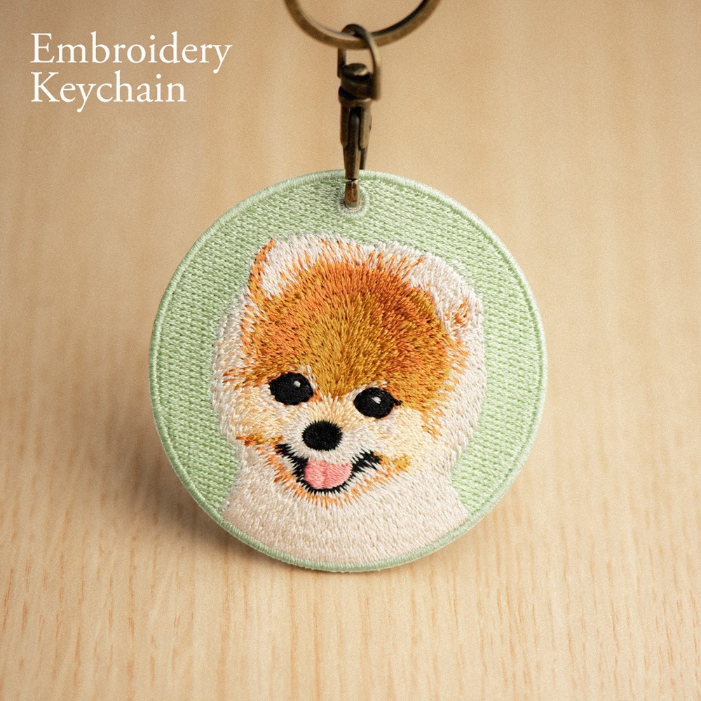 Embroidered Dog Keychain Realistic Dog Breed Design Cute Animal Keychain for Dog Lovers