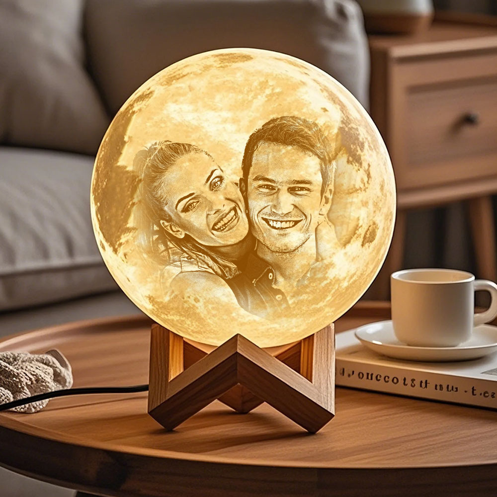 Custom Photo & Text Moon Lamp Luna Night Light – Personalized Birthday Anniversary Valentine's Day & Christmas Gift