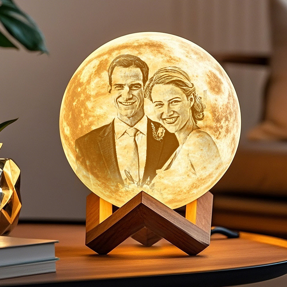 Custom Photo & Text Moon Lamp Luna Night Light – Personalized Birthday Anniversary Valentine's Day & Christmas Gift