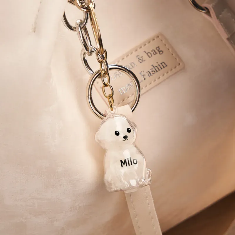 Custom Name Dog Hair Collector Keychain Bag Charm Memorial Storage Box with Text Perfect for Storing Pet Hair Gift for Dog Lovers