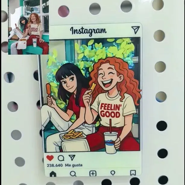 Custom Cartoon Photo Glitter Acrylic Fridge Magnet INS Style Personalized Gift