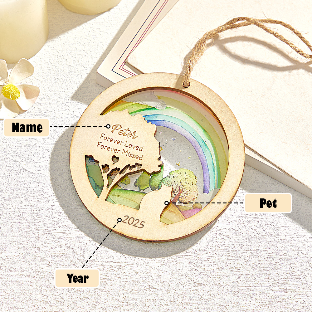 Personalized Rainbow Bridge Pet Ornament Memorial Pet Loss Gift for Pet Lovers