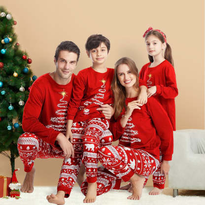 Christmas Family Matching Pajama Set Cotton Blended Christmas Themed Loungewear for the Whole Family