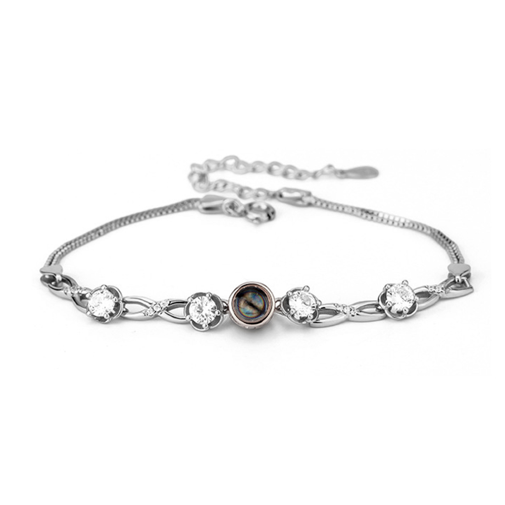 Custom Flower Photo Projection Bracelet 925 Sterling Silver