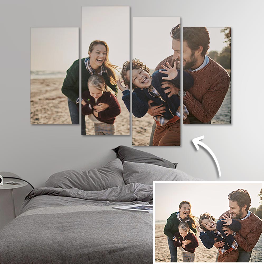 Custom 4 PCS Photo Oil Painting Canvas Art Wall Decor Frameless