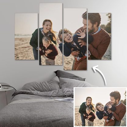 Custom 4 PCS Photo Oil Painting Canvas Art Wall Decor Frameless
