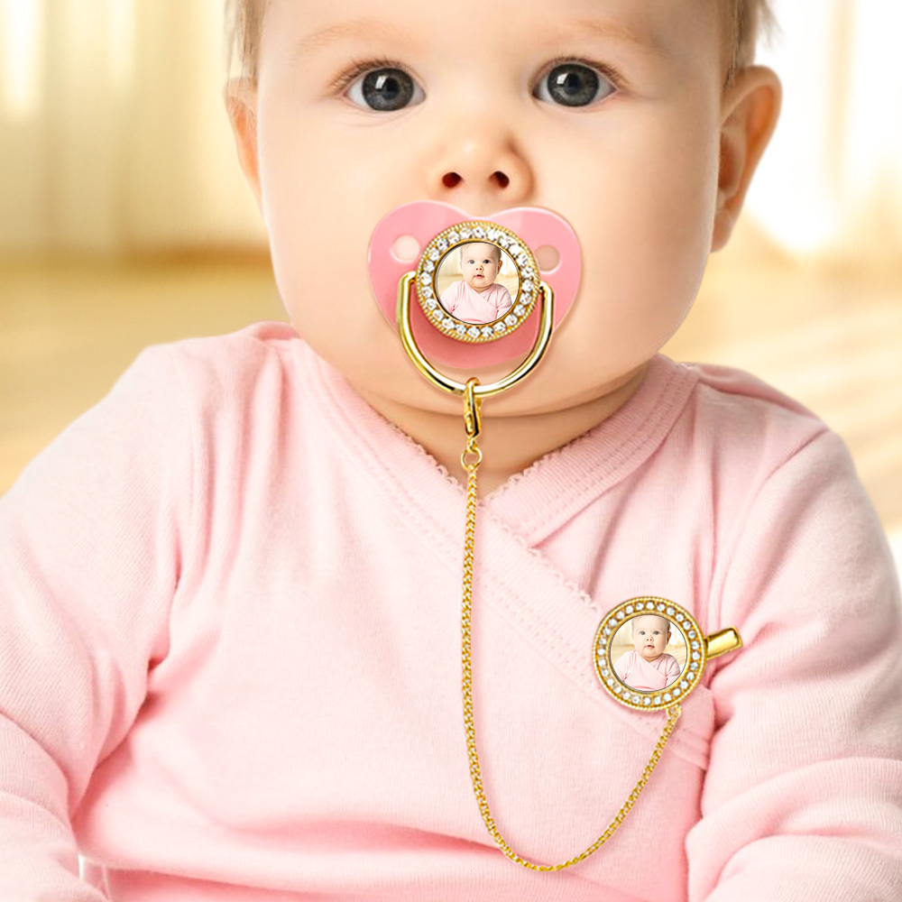 Custom Photo Baby Pacifier & Clip Set – Personalized Newborn Gift