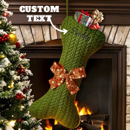 Personalized Dog Bone Christmas Stockings with Name Gift for Puppy Lovers