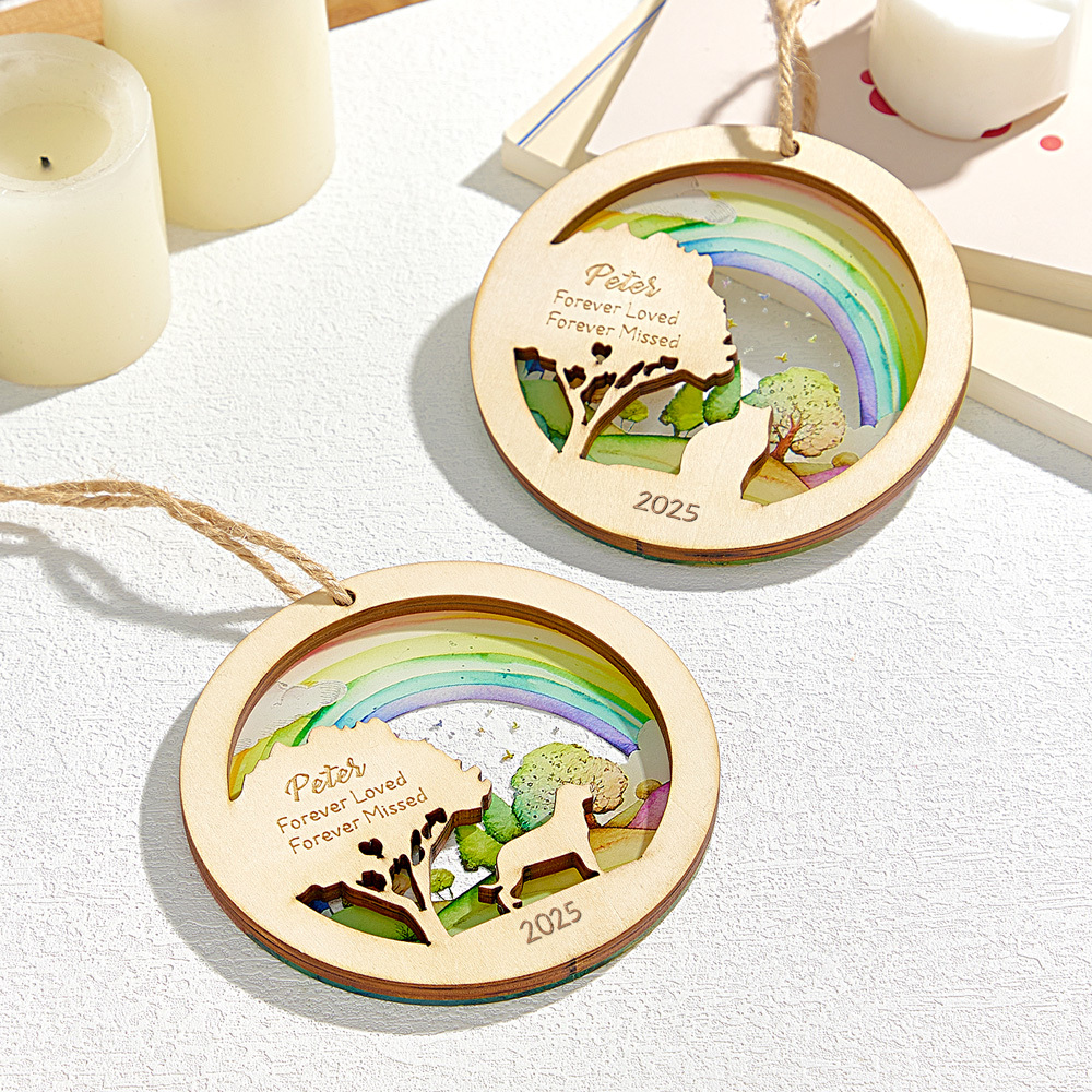 Personalized Rainbow Bridge Pet Ornament Memorial Pet Loss Gift for Pet Lovers