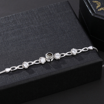 Custom Flower Photo Projection Bracelet 925 Sterling Silver