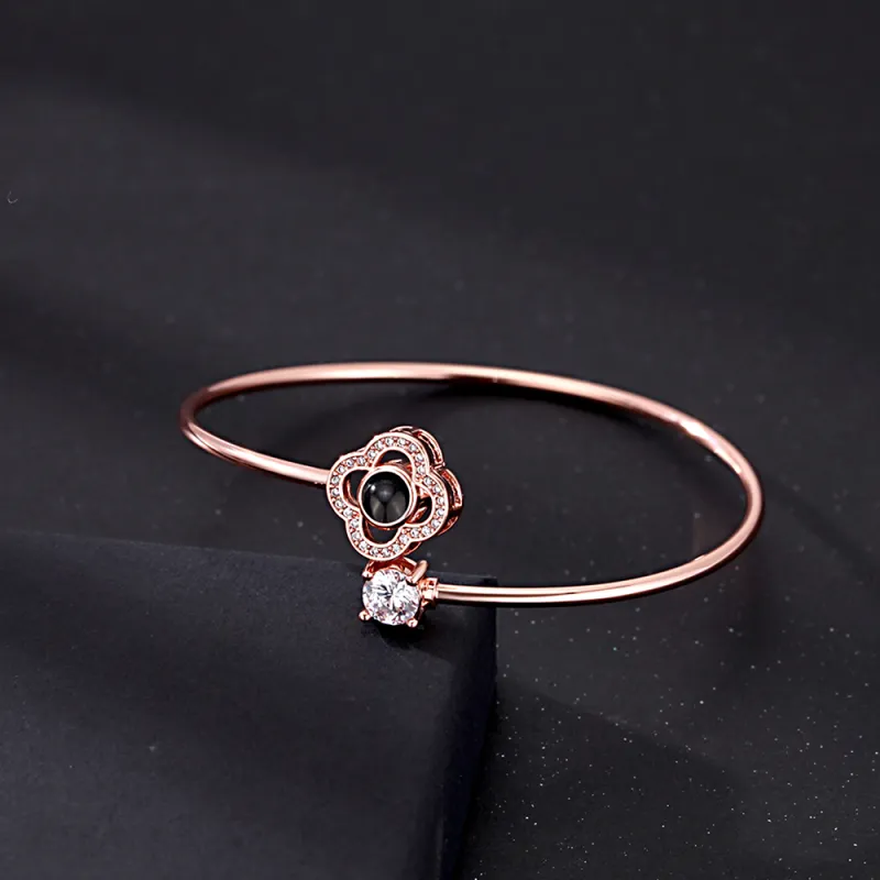 Custom Projection Bracelet Personalized Photo Bracelet Heart Jewelry Gift for Her
