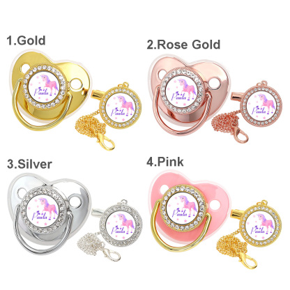 Custom Name Baby Pacifier & Clip Set with Dreamlike Unicorn Pattern – Personalized Newborn Gift