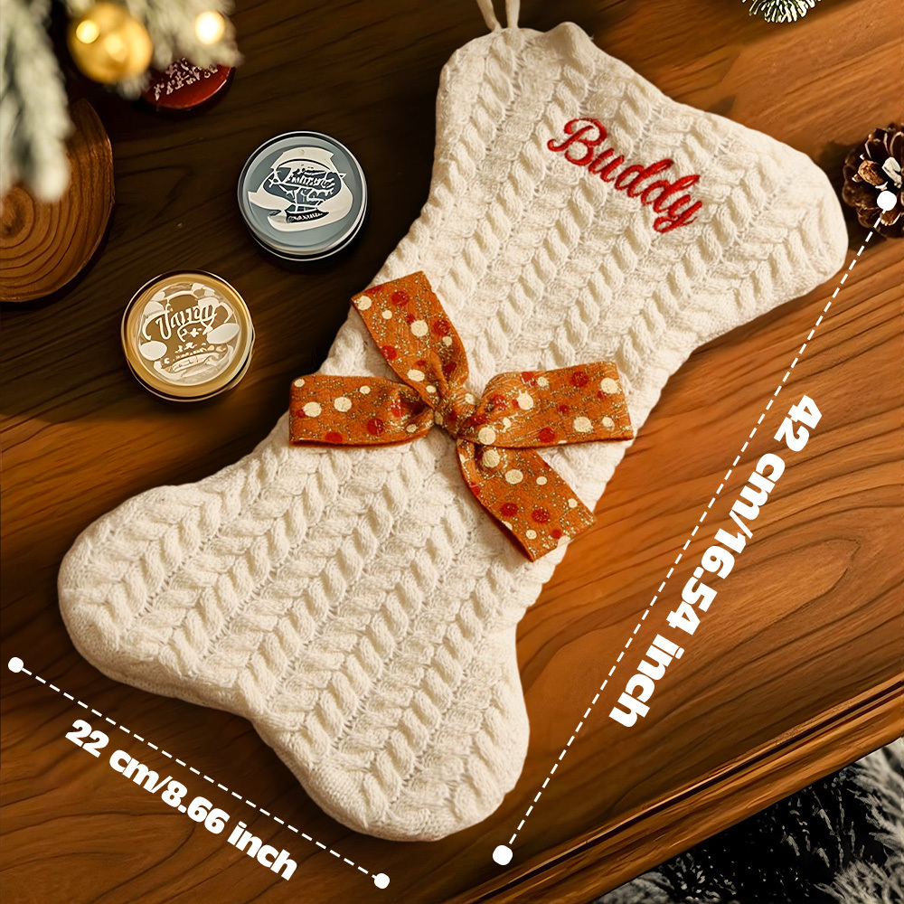 Personalized Dog Bone Christmas Stockings with Name Gift for Puppy Lovers