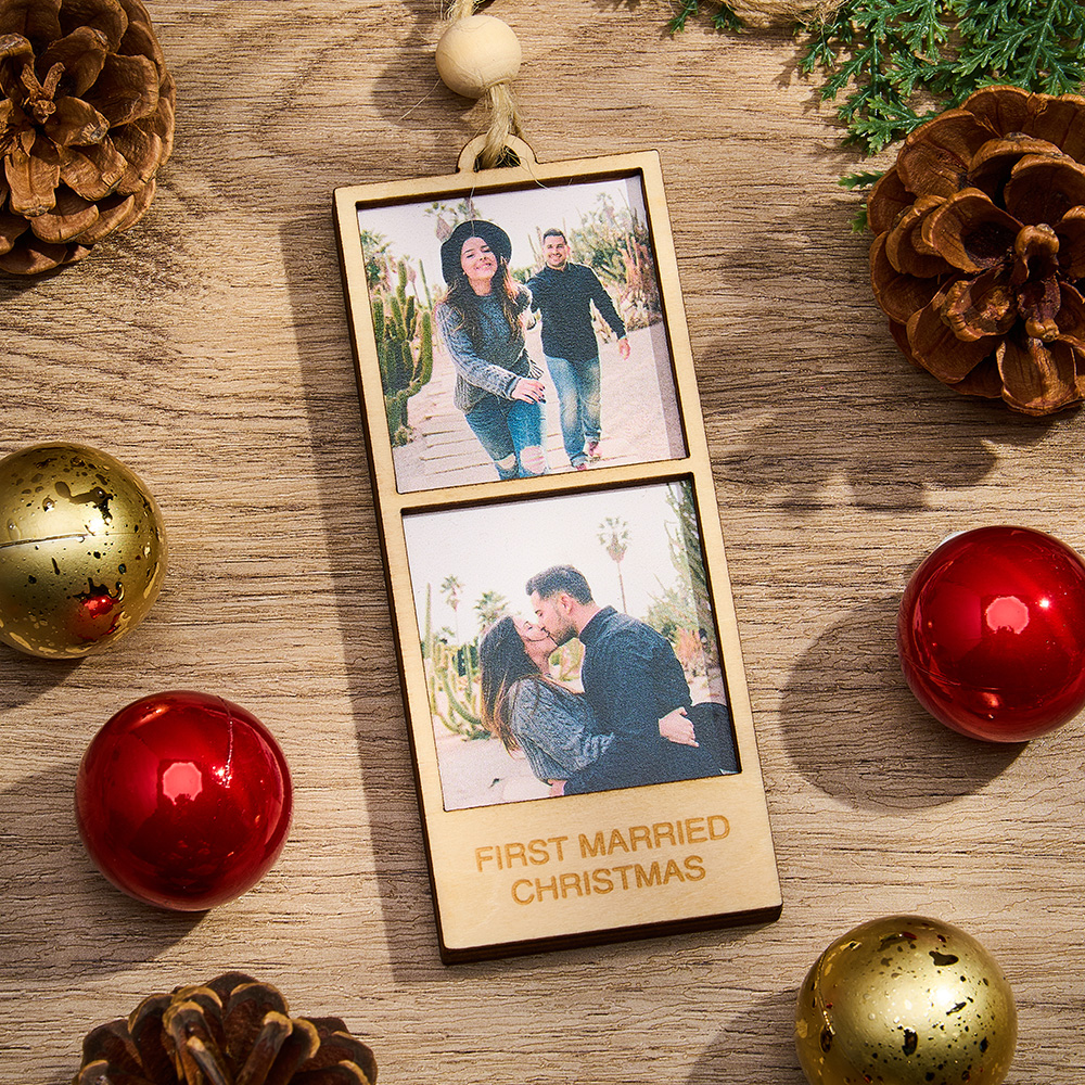 Personalized Photo Christmas Ornament Wooden Frame Ornament for Christmas Gifts