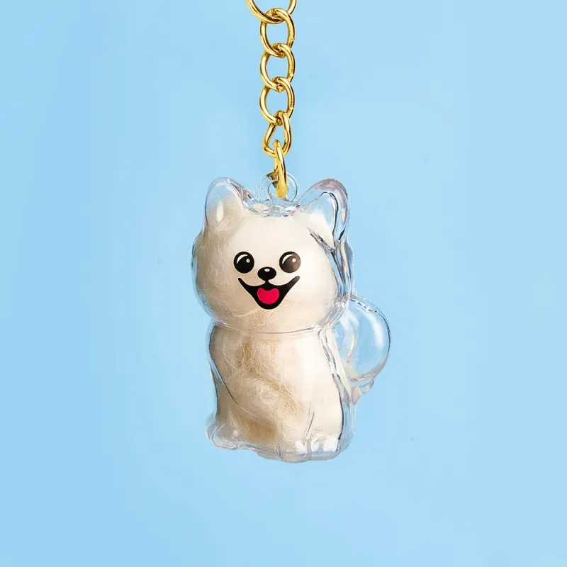 Dog Hair Collector Keychain Bag Charm Memorial Storage Box without Tex