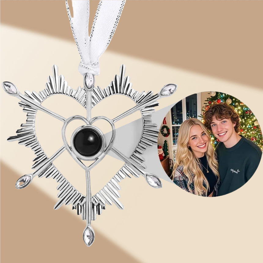 Custom Photo Projection Heart Ornament – Personalized Gift for Birthday Valentine's Day & Christmas