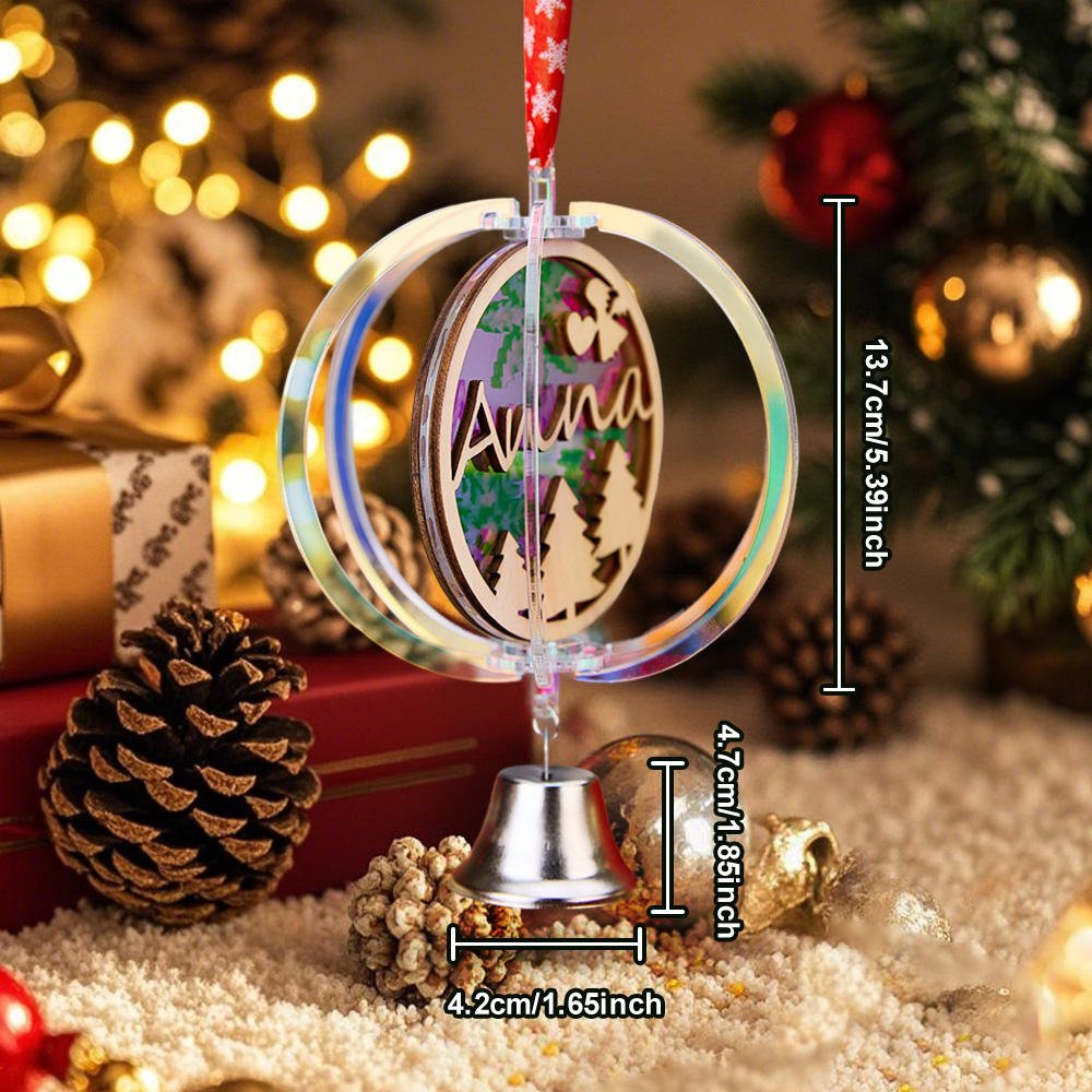 Personalized Wind Chime Ornaments with Name Rotating Christmas Ornaments Gifts