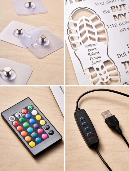 Personalized Stepped Up Dad Mirror Light Dad's Footprint Sign Gift for Father's Day