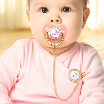 Custom Name Baby Pacifier & Clip Set with Dreamlike Unicorn Pattern – Personalized Newborn Gift