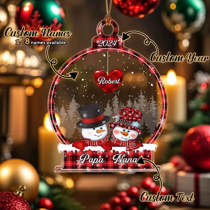 Personalized Snowman Christmas Ornament with Family Name Snowball Ornament Gift for Family