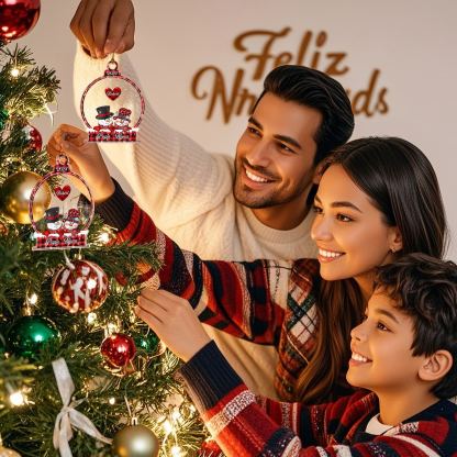 Personalized Snowman Christmas Ornament with Family Name Snowball Ornament Gift for Family