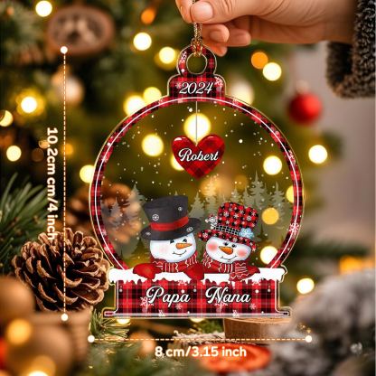 Personalized Snowman Christmas Ornament with Family Name Snowball Ornament Gift for Family