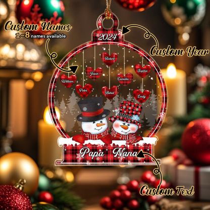 Personalized Snowman Christmas Ornament with Family Name Snowball Ornament Gift for Family