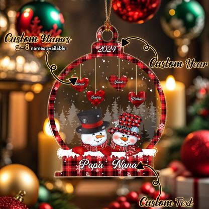 Personalized Snowman Christmas Ornament with Family Name Snowball Ornament Gift for Family