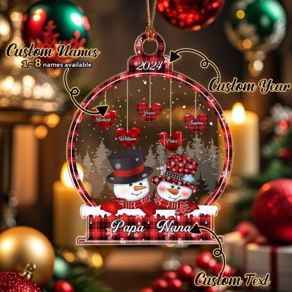 Personalized Snowman Christmas Ornament with Family Name Snowball Ornament Gift for Family