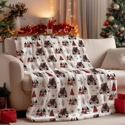 Christmas Gnomes and Tree Patterned Christmas Blanket Cute Christmas Gift