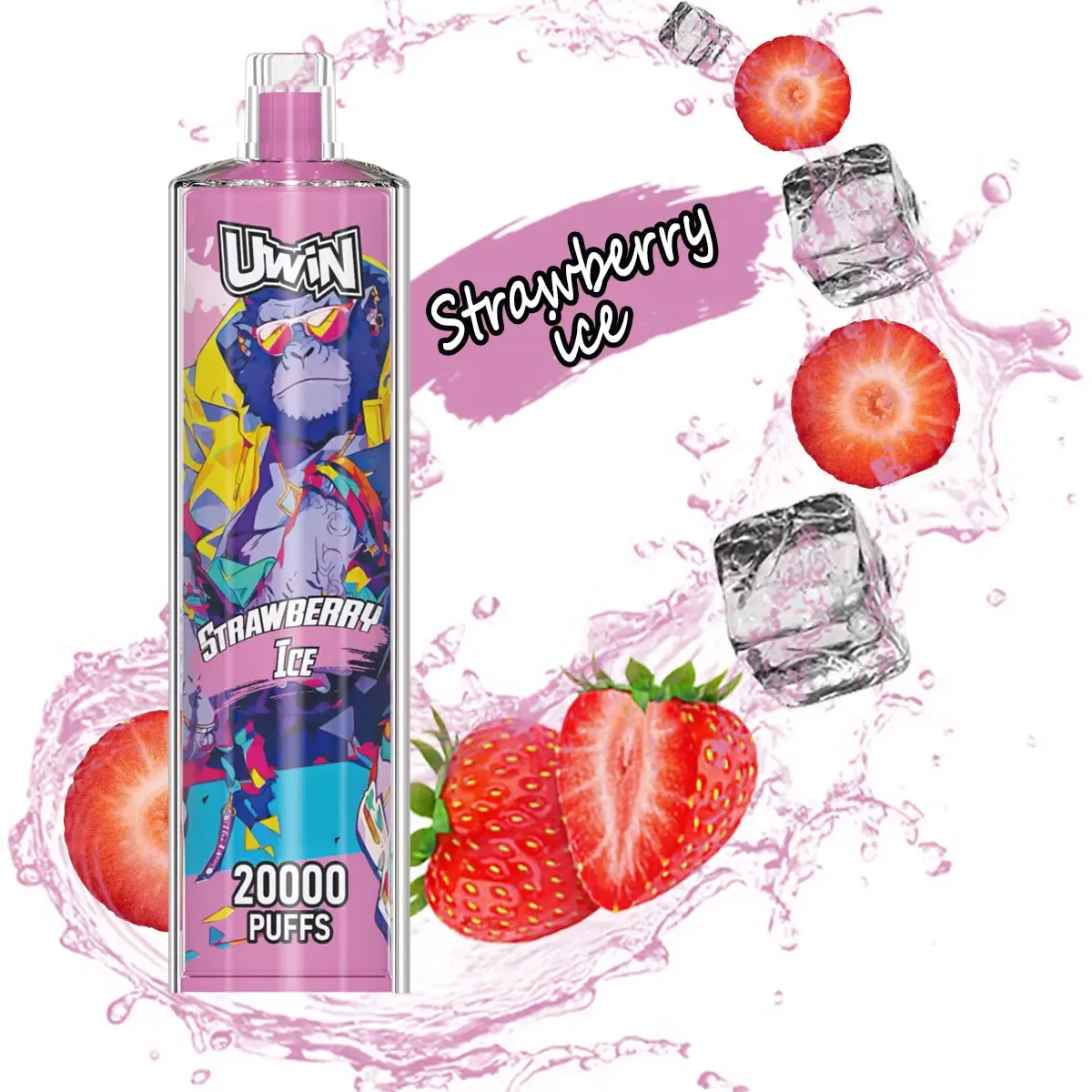 Uwin SHISHA HOOKAH Crystal 20000 Puffs｜Strawberry Ice｜5%