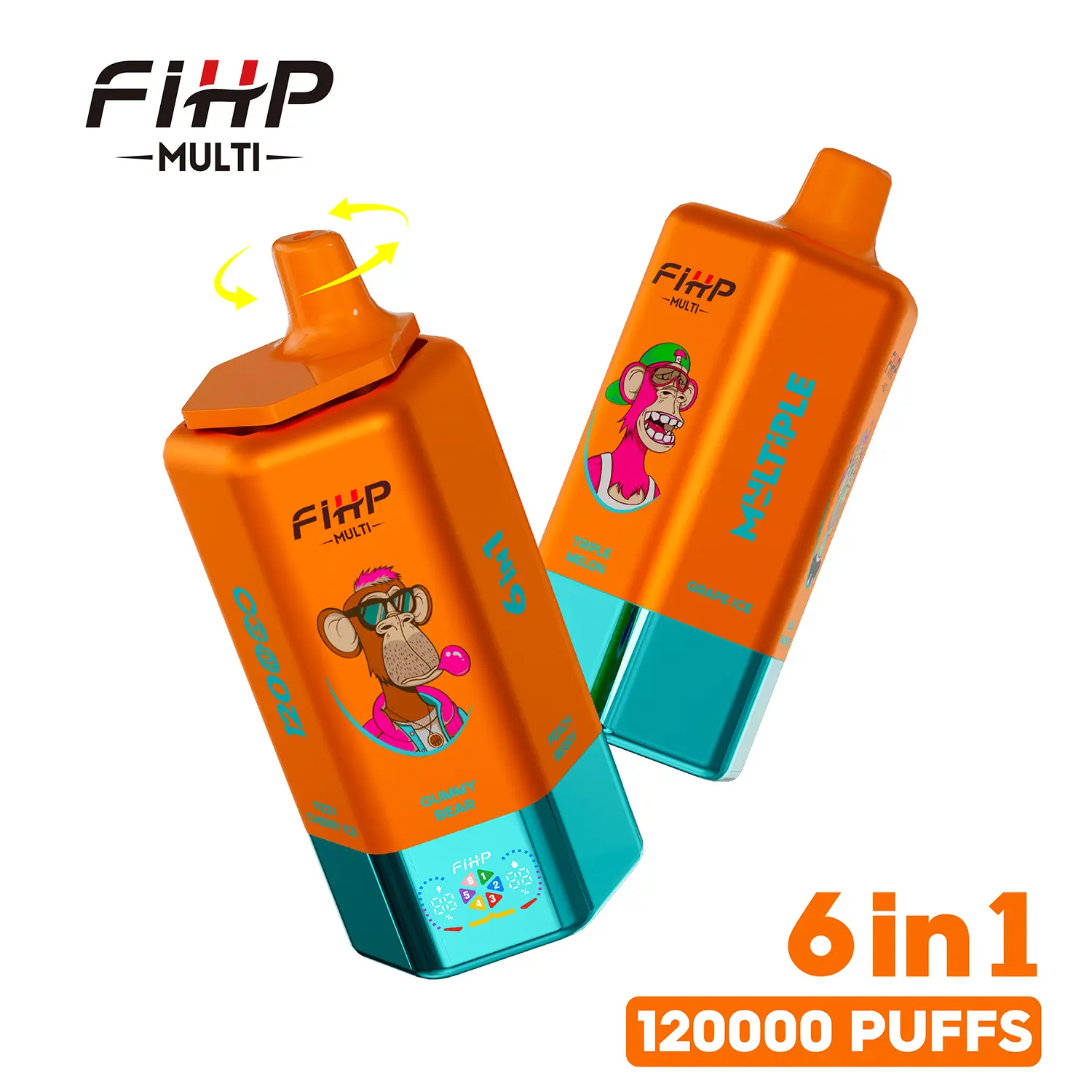 FIHP 120K 6-in-1 120000 Puffs | 5%｜ Peach Berry&Triple Melon&Grape Ice &Black Dragon Ice&Fizzy Cherry Ice&Gummy Bear-Snustore