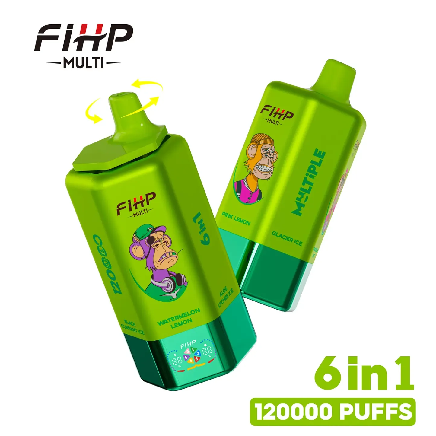 FIHP 120K 6-in-1 120000 Puffs | 5% | Aloe Lychee Ice&Pink Lemon&Glacier Ice &Pine Needle Mint&Black Currant Ice&Watermelon Lemon-Snustore