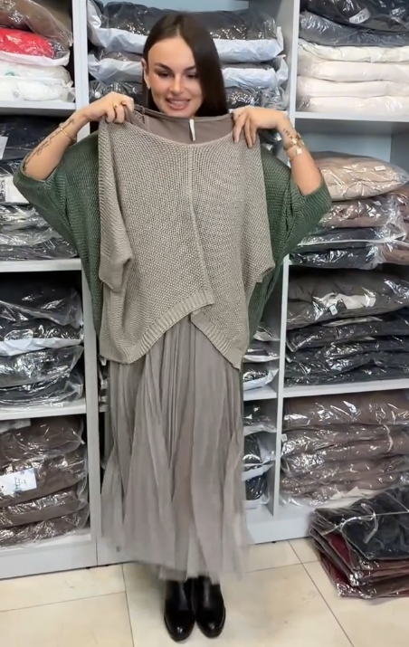 💖Limitowana wyprzedaż 48% TANIEJ💖Sukienka z siateczki, w stylu swetra, z okrągłym dekoltem