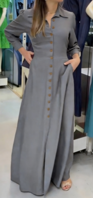 Jednorzędowa dopasowana spódnica maxi z jeansu z klapami