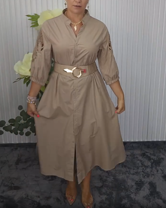 ‼️OSTATNIE SZTUKI PRODUKTU‼️Elegancka i szykowna koronkowa sukienka koszulowa ze stójką (pasek w zestawie)  Cena: 135 zł