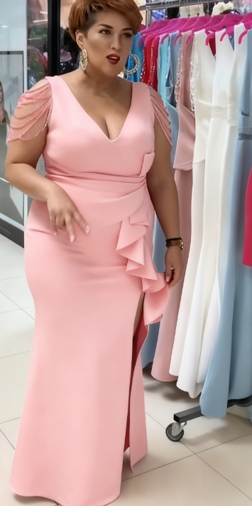 💥🔥👗【S-5XL】Sukienka z modnymi falbanami i wysokimi rozcięciami po bokach