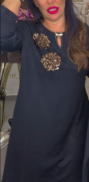 🔥NOWE WYPRZEDAŻE 2025 -Sukienka z Ozdobnymi Kwiatami - Promocja Tydzień!