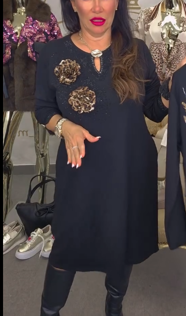 🔥NOWE WYPRZEDAŻE 2025 -Sukienka z Ozdobnymi Kwiatami - Promocja Tydzień!