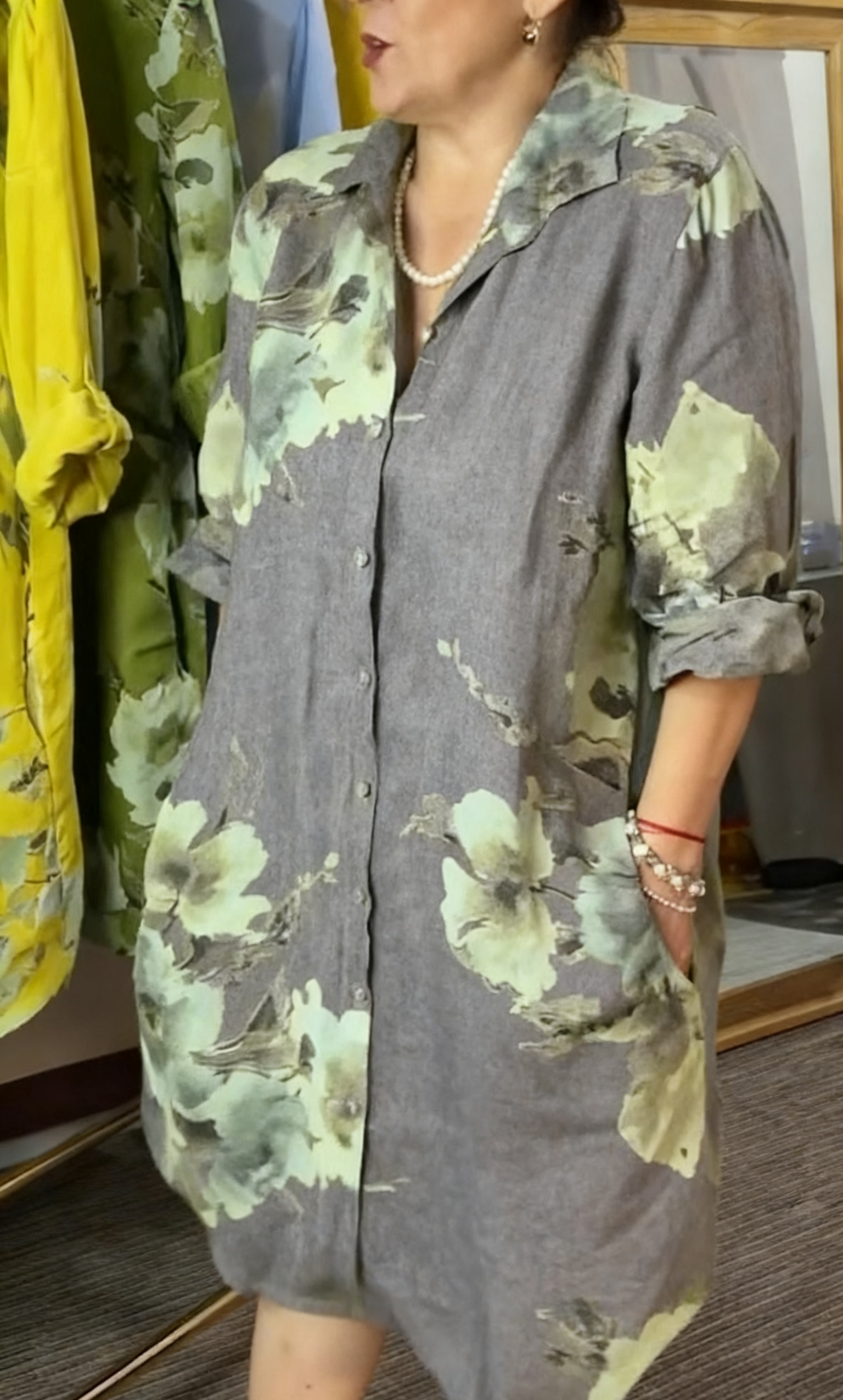 Super rabat -69%‼️‼️Sukienka koszulowa z motywem kwiatowym