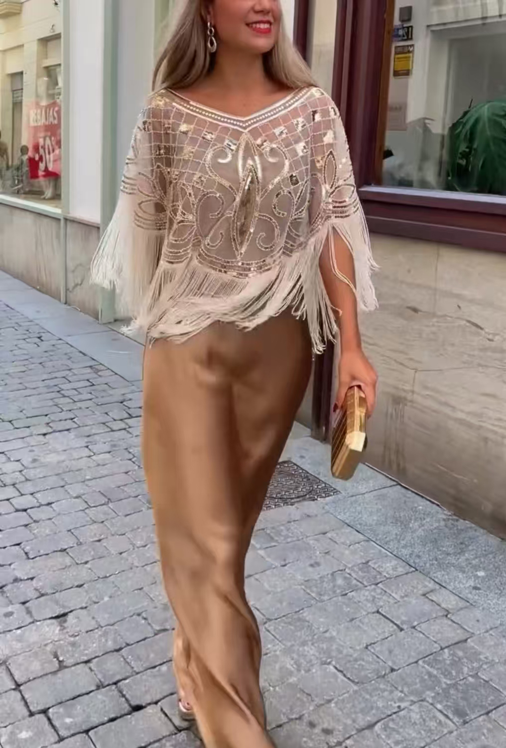 Super rabat -69%‼️‼️Komplet damski z frędzlami i suknia