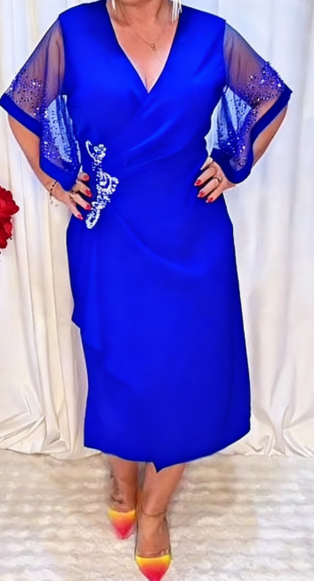 👗Luźna i elegancka koronkowa sukienka patchworkowa