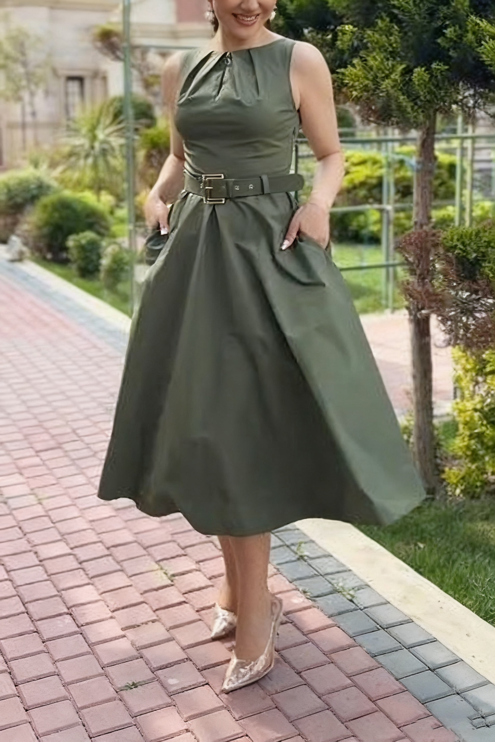 Super rabat -69%‼️‼️Suknia letnia bez rękawów z pasem