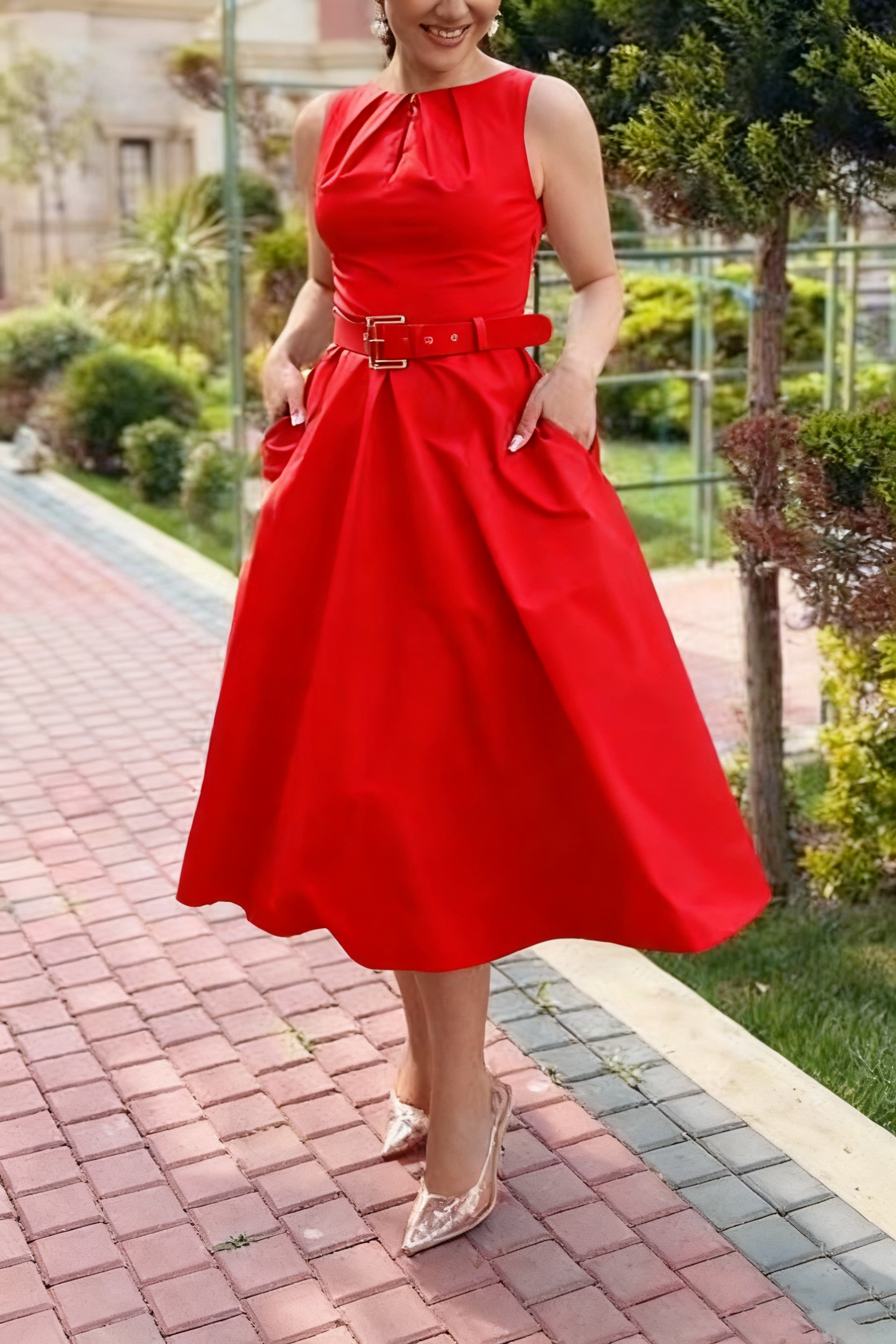 Super rabat -69%‼️‼️Suknia letnia bez rękawów z pasem